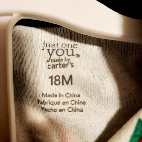 NWT Carter’s Christmas Holiday Pajama Set PJs Santa Claus Reindeer Green New - Picture 4 of 6